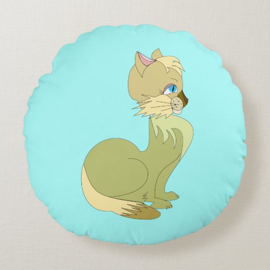 Zachte kat ronde kussen (Voorkant)
