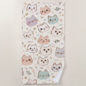 Zachte kat simpele huisdier kitten Patroon Feest Strandlaken (Voorkant)