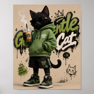 Zachte Kat, Stedelijke Streetwear Zwarte Kat Masco Poster
