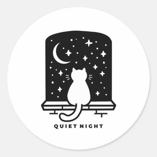 Zachte Kat Sticker Kawaii Minimaal Design (Voorkant)
