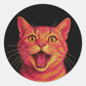 Zachte kat stickers. ronde sticker (Voorkant)