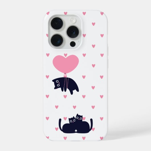 Zachte Kat Stippen Harten iPhone Hoesje (Achterkant)