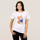 Zachte Kat Verlegen Glimlach Sticker Tri-Blend Shirt (Voorkant volledig)