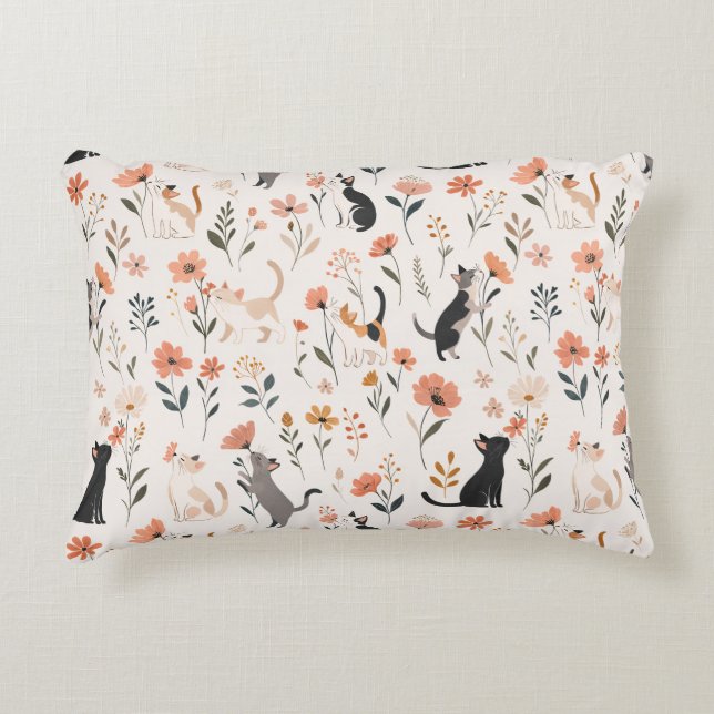 Zachte Katten die de Bloemen Roken Modern Accent Kussen (Voorkant)