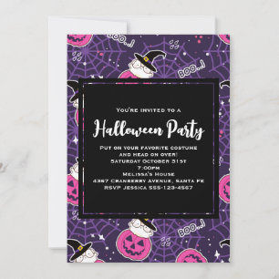 Zachte katten en pompoenen Halloween patroon Kaart
