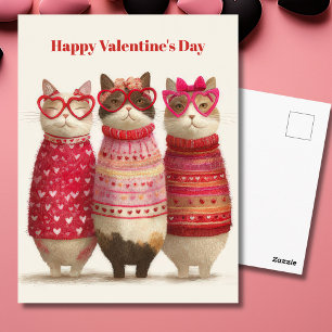 Zachte Katten Hartentrui Valentijnsdag Kaart