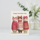 Zachte Katten Hartentrui Valentijnsdag Kaart (Staand voorkant)