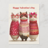 Zachte Katten Hartentrui Valentijnsdag Kaart (Voorkant)