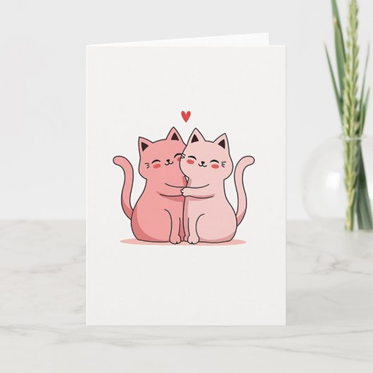 Zachte Katten Knuffelen Liefde Kaart (Voorkant)