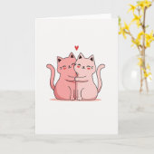 Zachte Katten Knuffelen Liefde Kaart (Gele Bloem)