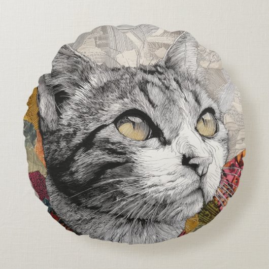 Zachte Katten Rond Kussen (Voorkant)