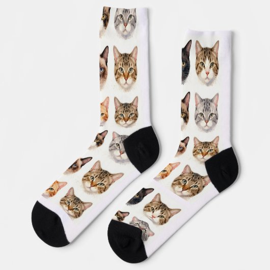 Zachte Kattenpatroonsokken – Grappig Kattenliefheb Sokken (Links)