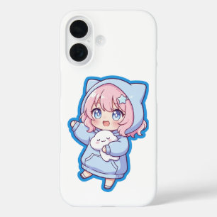 Zachte Kawaii Anime Meisje Sticker iPhone 16 Hoesje