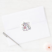 Zachte Kawaii Eenhoorn Eet Donut Sticker (Envelop)