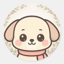 Zachte Kawaii Hondenkop Sticker