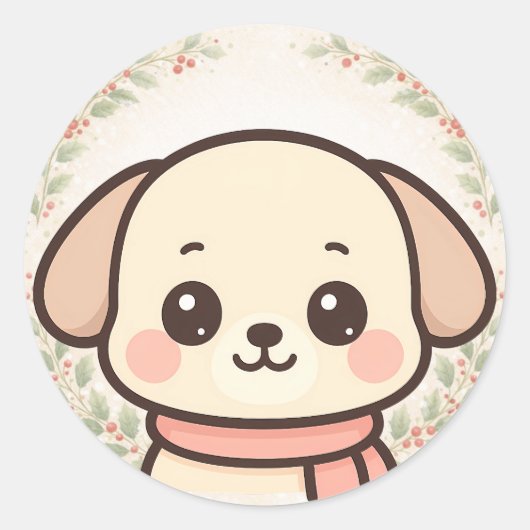 Zachte Kawaii Hondenkop Sticker (Voorkant)