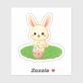 Zachte Kawaii Konijn met Pasen Eieren Sticker 