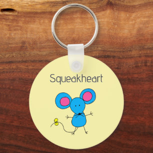 Zachte Kawaii Muis Squeakheart Liefde Sleutelhanger