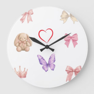 Zachte Kawaii Pastel Strikken Konijn Vlinder Hart Grote Klok