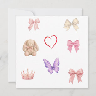 Zachte Kawaii Pastel Strikken Konijn Vlinder Hart Kaart
