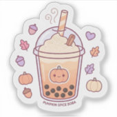 Zachte Kawaii Pompoen Spice Boba Sticker (Voorkant)