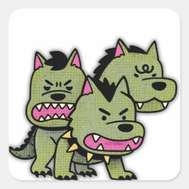 Zachte Kerberus Driekoppige Hond Cartoon Sticker