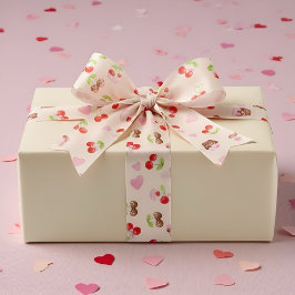 Zachte Kersen Dessert Patroon Zoete Cadeau Satijnen Lint