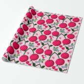 Zachte Kersen Patroon, Glanzende Kawaii Fruit Cadeaupapier (Uitgerold)