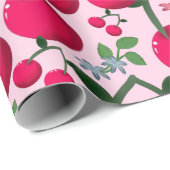 Zachte Kersen Patroon, Glanzende Kawaii Fruit Cadeaupapier (Rol Hoek)