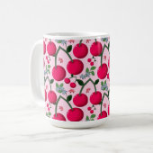 Zachte Kersen Patroon, Glanzende Kawaii Fruit Koffiemok (Voorkant links)