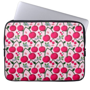 Zachte Kersen Patroon, Glanzende Kawaii Fruit Laptop Sleeve