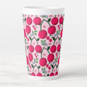 Zachte Kersen Patroon, Glanzende Kawaii Fruit Latte Mok (Voorkant)