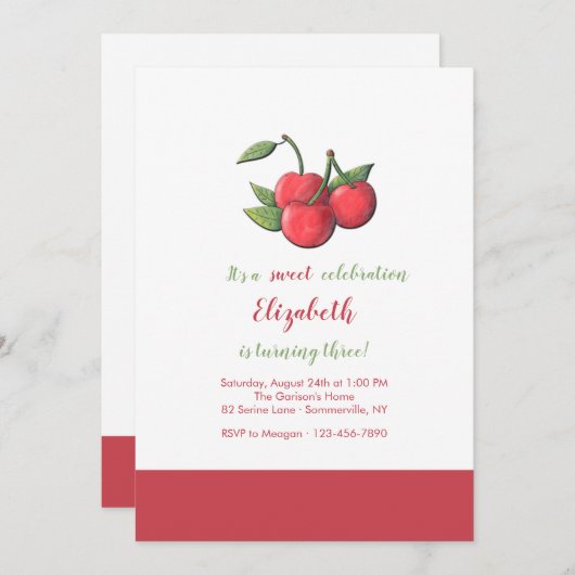 Zachte Kersen Viering Kaart (Voorkant / Achterkant)