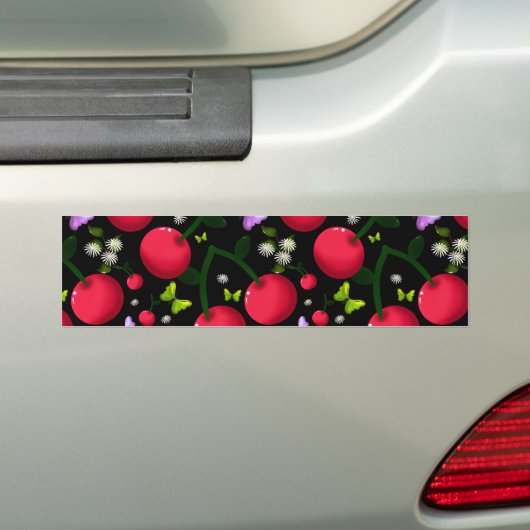 Zachte Kersen Vlinder Patroon, Glanzend Kawaii Fru Bumpersticker (Op auto)