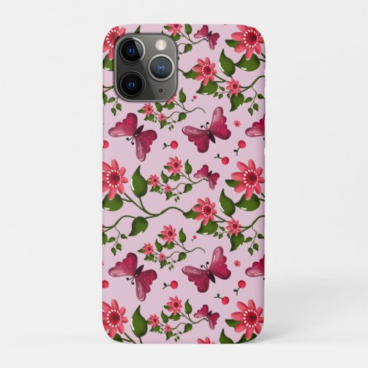Zachte Kersen Vlinder Patroon, Glanzend Kawaii Fru Case-Mate iPhone Case (Achterkant)
