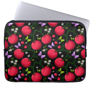 Zachte Kersen Vlinder Patroon, Glanzend Kawaii Fru Laptop Sleeve