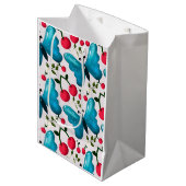 Zachte Kersen Vlinder Patroon, Glanzend Kawaii Fru Medium Cadeauzakje (Voorkant Gekanteld)