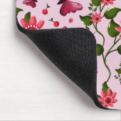 Zachte Kersen Vlinder Patroon, Glanzend Kawaii Fru Muismat (Hoek)
