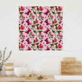 Zachte Kersen Vlinder Patroon, Glanzend Kawaii Fru Poster (Keuken)