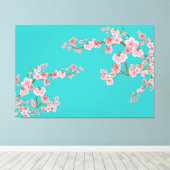 Zachte Kersenbloesem Aquarellen Canvas Afdruk (Insitu (Houten vloer))