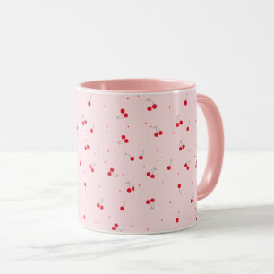 Zachte Kersenpatroon Roze Esthetische Naadloze Mok