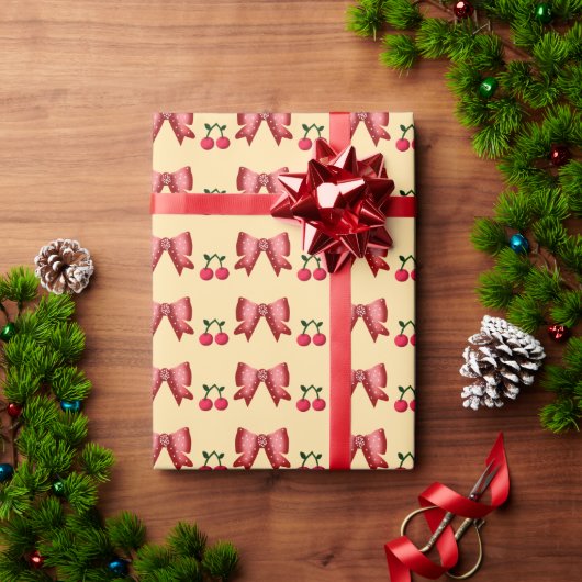 Zachte Kersenslus Naadloos Patroon Roze Esthetiek Cadeaupapier (Feestdagen Geschenken)