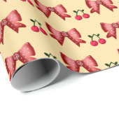 Zachte Kersenslus Naadloos Patroon Roze Esthetiek Cadeaupapier (Rol Hoek)