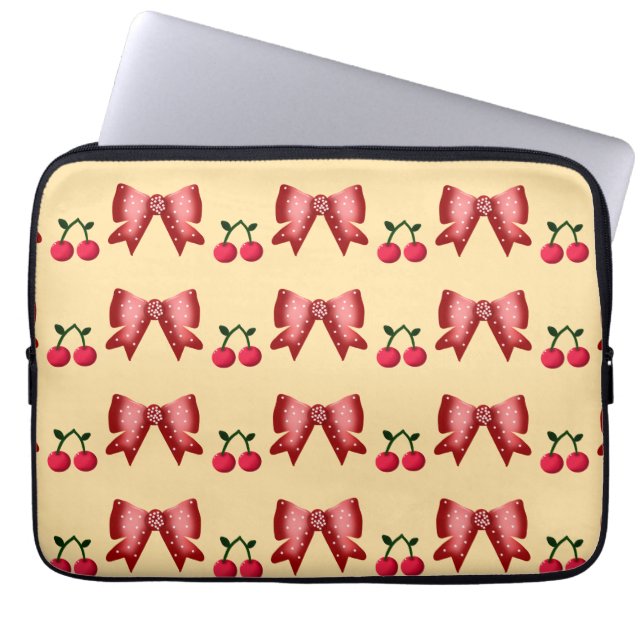 Zachte Kersenslus Naadloos Patroon Roze Esthetiek  Laptop Sleeve (Voorkant)