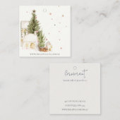 Zachte Kerstboom Huis Sneeuw Oorbel Stud Houder Vierkante Visitekaartje (Voorkant / Achterkant)