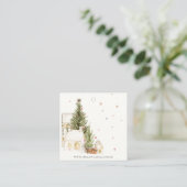 Zachte Kerstboom Huis Sneeuw Oorbel Stud Houder Vierkante Visitekaartje (Staand voorkant)
