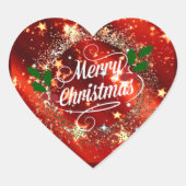 Zachte kerstglans en schitterende hartstekker hart sticker (Voorkant)
