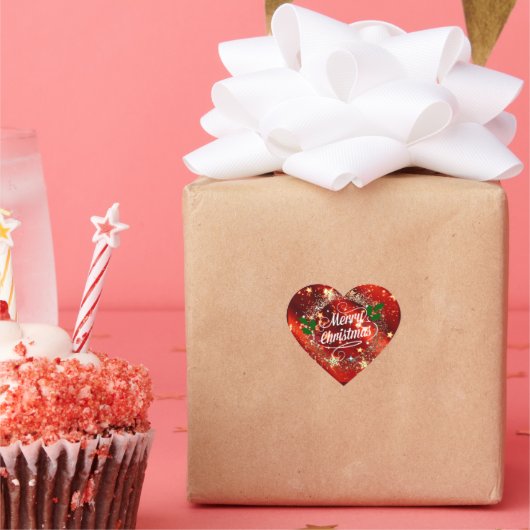 Zachte kerstglans en schitterende hartstekker hart sticker (Feest)