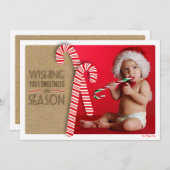 Zachte kerstkaart met foto en malse pepernootstokk (Voorkant / Achterkant)