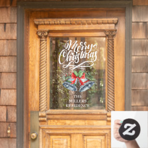 Zachte kerstkalligrafie Silver Bells Raamsticker